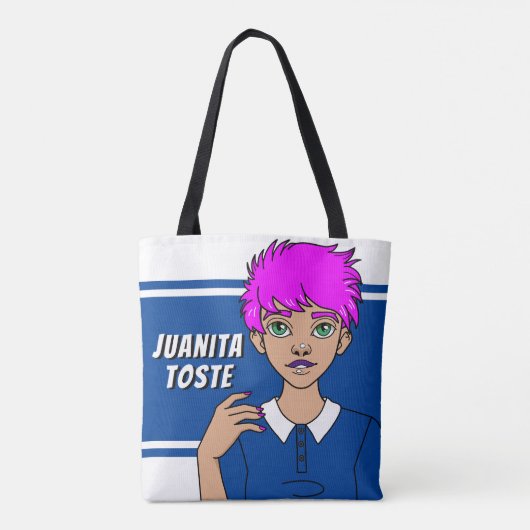 Cartoon Punk Teen Girl Name Library Tasche (Rückseite)