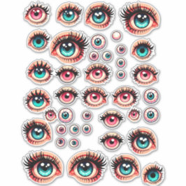 Cartoon Puppen Augen farbige Illustrationen Kunst Aufkleber