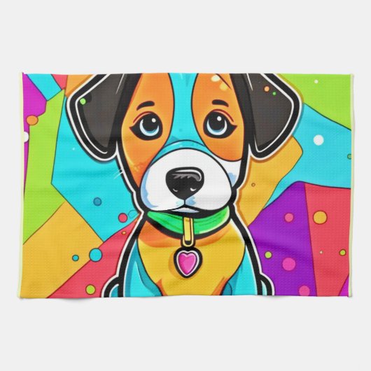 Cartoon Puppy Art Print Geschirrtuch (Horizontal)