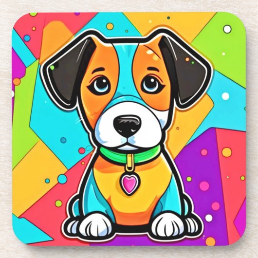 Cartoon Puppy Art Print Getränkeuntersetzer (Vorderseite)