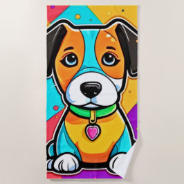 Cartoon Puppy Art Print Strandtuch