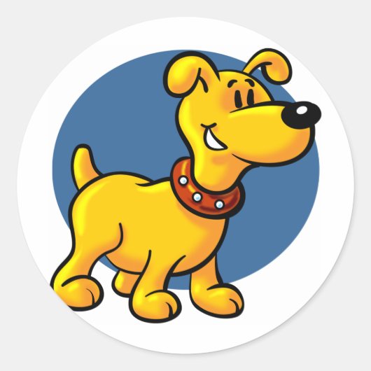 Cartoon Puppy Dog Runder Aufkleber (Vorderseite)