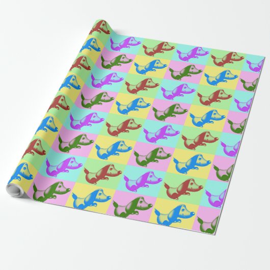 Cartoon Puppy Geschenkpapier (Ungerollt)