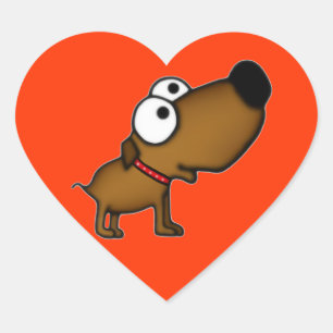 Cartoon Puppy Herz-Aufkleber