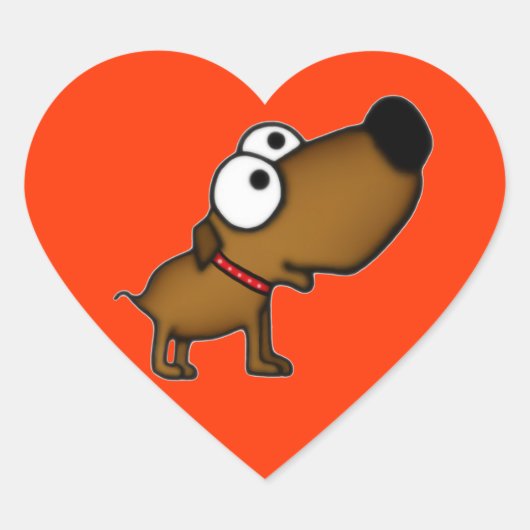 Cartoon Puppy Herz-Aufkleber (Vorderseite)