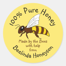 Cartoon Pure Honey Jar Label Stickers