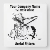 Cartoon Quadratische Wanduhr (Vorderseite)