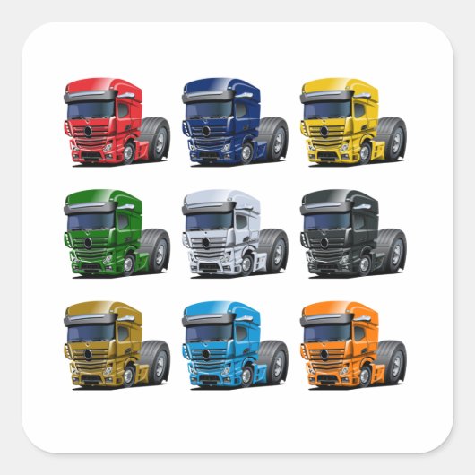 Cartoon Quadratischer Aufkleber (Vorderseite)