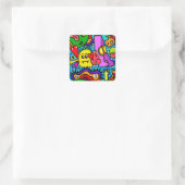 Cartoon Quadratischer Aufkleber (Tasche)