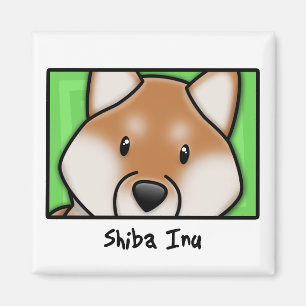 Cartoon quadratisches Shiba Inu Magnet