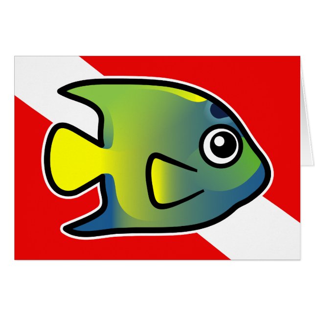 Cartoon Queen Angelfish Dive Flag (Vorderseite (Horizontal))