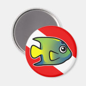 Cartoon Queen Angelfish Dive Flag Magnet (Vorderseite/Rückseite)