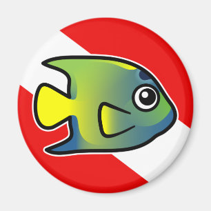 Cartoon Queen Angelfish Dive Flag Magnet