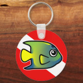 Cartoon Queen Angelfish Dive Flag Schlüsselanhänger (Vorderseite)