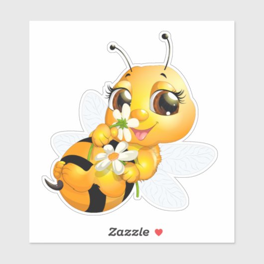 Cartoon Queen Bee Sticker (Blatt)