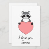 Cartoon Raccoon in Liebe Valentine Feiertagskarte (Vorne/Hinten)