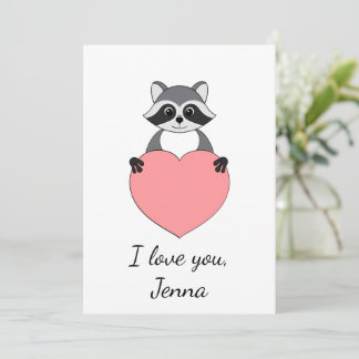 Cartoon Raccoon in Liebe Valentine Feiertagskarte