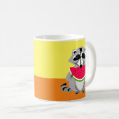 Cartoon Raccoon mit Wassermelone Kaffeetasse (VorderseiteRechts)