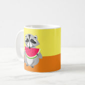 Cartoon Raccoon mit Wassermelone Kaffeetasse (Vorderseite Links)