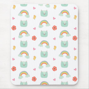 Cartoon Rainbow Cat Pattern Mousepad
