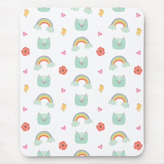 Cartoon Rainbow Cat Pattern Mousepad (Vorne)