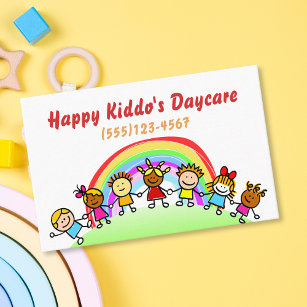 Cartoon Rainbow Daycare Kinderbetreuung Business C Visitenkarte