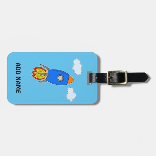 Cartoon-Rakete Gepäckanhänger (Vorderseite horizontal)