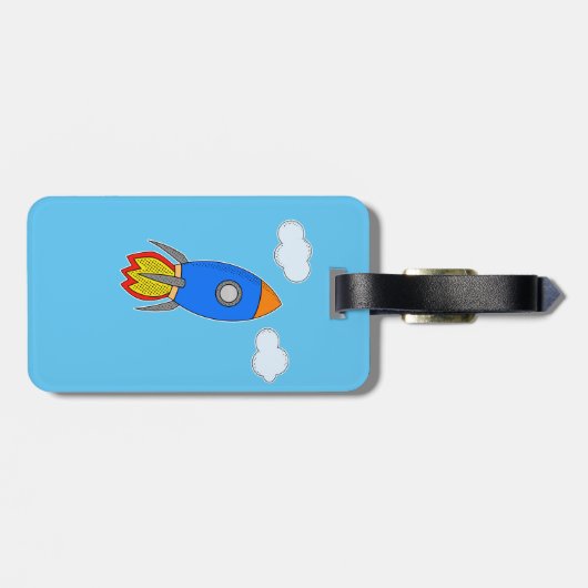 Cartoon-Rakete Gepäckanhänger (Rückseite horizontal)