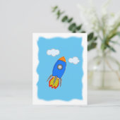 Cartoon-Rakete Postkarte (Stehend Vorderseite)