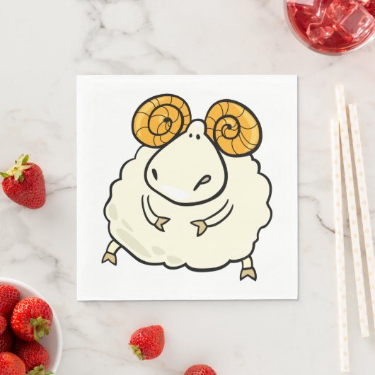 Cartoon Ram Sheep Serviette (Beispiel)