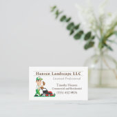 Cartoon Rasenmäher Typ Landschaftsgärtnerei Dienst Visitenkarte (Stehend Vorderseite)