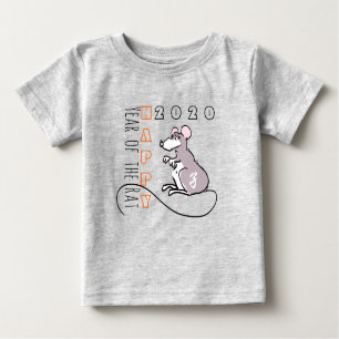 Cartoon Rat Happy Chinesisch Neujahr 2020 Baby T Baby T-shirt