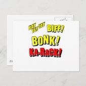 Cartoon RAT TAT TAT, BIFF! BONK! KA-RACK! Postkarte (Vorne/Hinten)