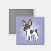 Cartoon Rat Terrier / Toy Fox Terrier Magnet (Vorderseite/Rückseite)