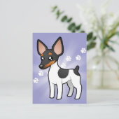 Cartoon Rat Terrier / Toy Fox Terrier Postkarte (Stehend Vorderseite)