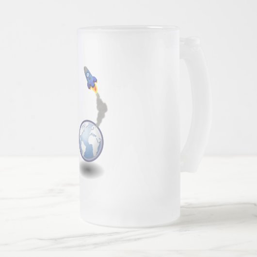 Cartoon-Raum-Schiff und Kugel Mattglas Bierglas (VorderseiteRechts)