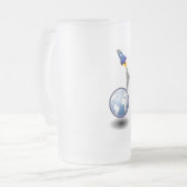 Cartoon-Raum-Schiff und Kugel Mattglas Bierglas (Vorderseite Links)