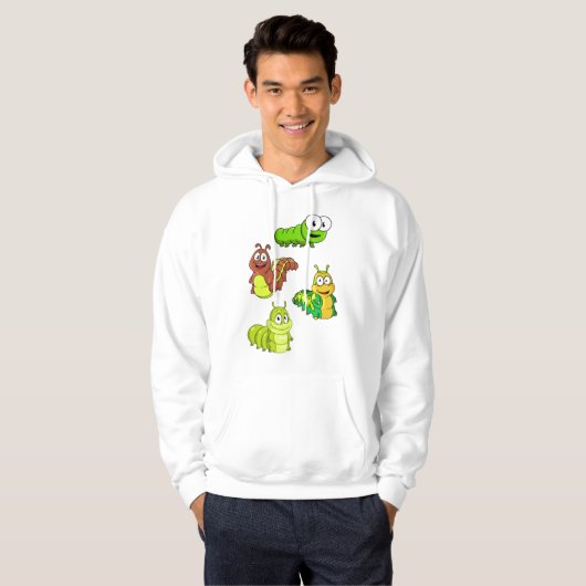 Cartoon Raupen Gelbbraun Hoodie (Vorne ganz)