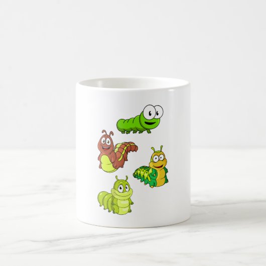 Cartoon Raupen Gelbbraun Kaffeetasse (Mittel)
