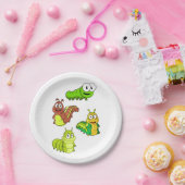 Cartoon Raupen Gelbbraun Pappteller (Party)