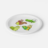 Cartoon Raupen Gelbbraun Pappteller (Schrägansicht)