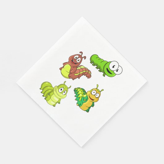 Cartoon Raupen Gelbbraun Serviette (Ecke)