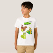 Cartoon Raupen Gelbbraun T-Shirt (Vorne ganz)