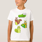 Cartoon Raupen Gelbbraun T-Shirt (Vorderseite)