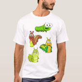 Cartoon Raupen Gelbbraun T-Shirt (Vorderseite)