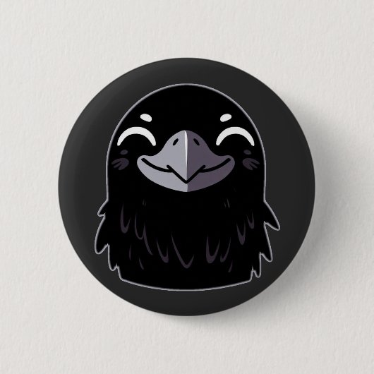 Cartoon Raven - Lächeln Button (Vorderseite)