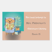 Cartoon Reading Dog Classroom Library Sticker (Vorderseite)