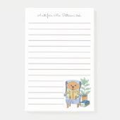 Cartoon Reading Dog Librarian Post-It Notes Klebezettel (Vorderseite)