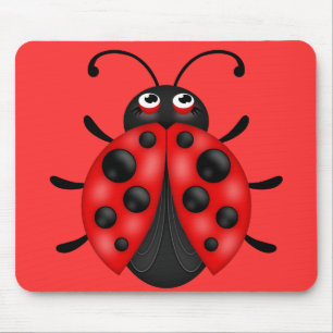Cartoon Red Black Ladybug Mousemat Mousepad