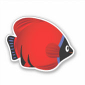 Cartoon Red Blue Fish Sticker (Vorderseite)